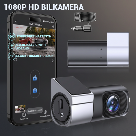 🔥Julekampagne: 50 % RABAT!!!🔥1080P HD-dashcam med Wi-Fi og nattesyn