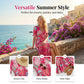 🌺Sommertilbud: 60 % rabat💐💃Løs maxi-kjole med V-udskæring og blomsterprint