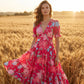 🌺Sommertilbud: 60 % rabat💐💃Løs maxi-kjole med V-udskæring og blomsterprint