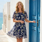 🌸 50 % RABAT NU! ✨ Blomstret A-formet festkjole til kvinder – dobbeltlags chiffon, elegant mønster og knælængde 👗