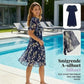 🌸 50 % RABAT NU! ✨ Blomstret A-formet festkjole til kvinder – dobbeltlags chiffon, elegant mønster og knælængde 👗