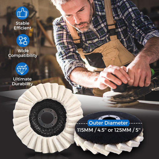 ⚙️ KØB 1, FÅ 1 GRATIS! 🔥 Poleringsskive af uldfilt med klap – høj ydeevne, finpolering og lang holdbarhed ✨