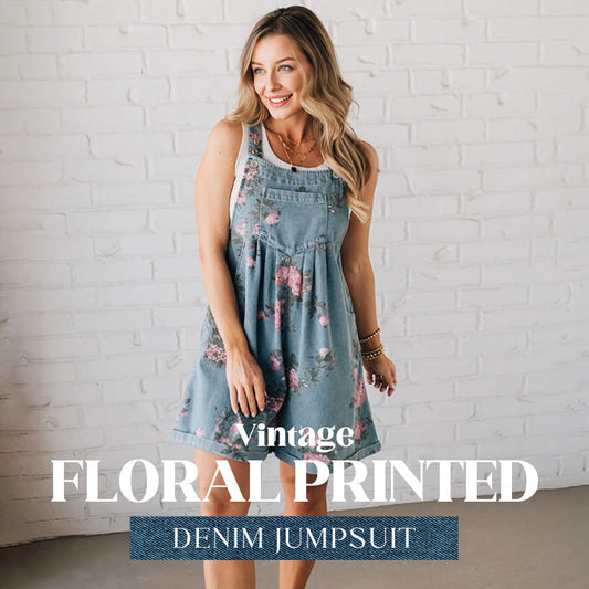 🌸2026 Ny mode🌸 Denimoveralls med vintage blomsterprint