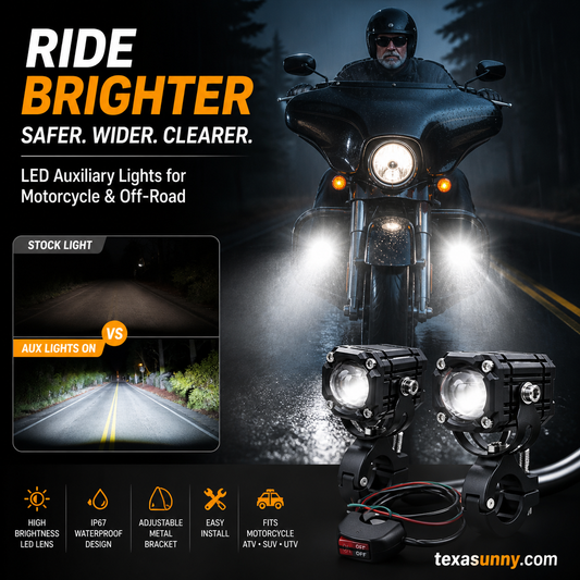 🏍️ Universelle LED-spotlights til motorcykler – dobbeltstråle og vandtætte til alle vejrforhold 💡