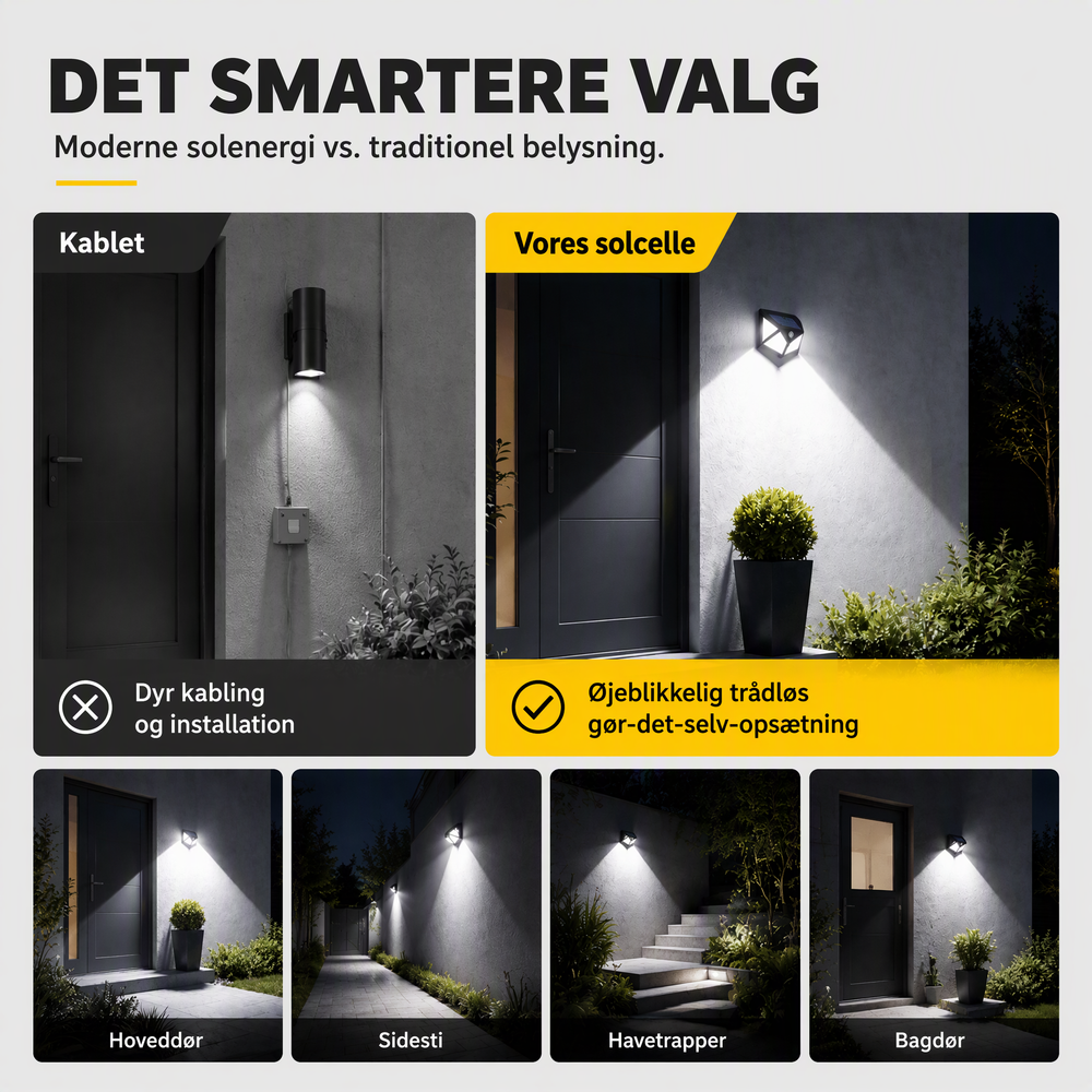 🌞50 % RABAT I BEGRÆNSET PERIODE! ⏰ Solcellelamper med bevægelsessensor – kraftig udendørsbelysning, der automatisk oplyser stier, haver og indkørsler ✨