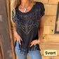 💥 Special sale 👚 women's solid color short sleeve t-shirt with hot print and frayed hem