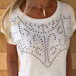 💥 Special sale 👚 women's solid color short sleeve t-shirt with hot print and frayed hem