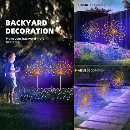 📢📢50 % RABAT !! ⏰IP65 vandtætte solcelledrevne fyrværkeri-havelygter｜90 LED’er – DIY-dekorationslampe til udendørs terrasse ✨