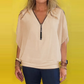 Casual top til kvinder i chiffon med lynlås ved halsen