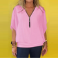 Casual top til kvinder i chiffon med lynlås ved halsen