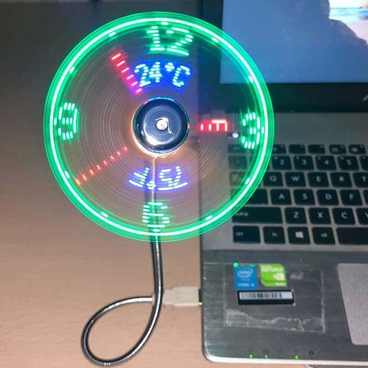 🔥Særtilbud🔥USB-ventilator med LED-ur og belysnin
