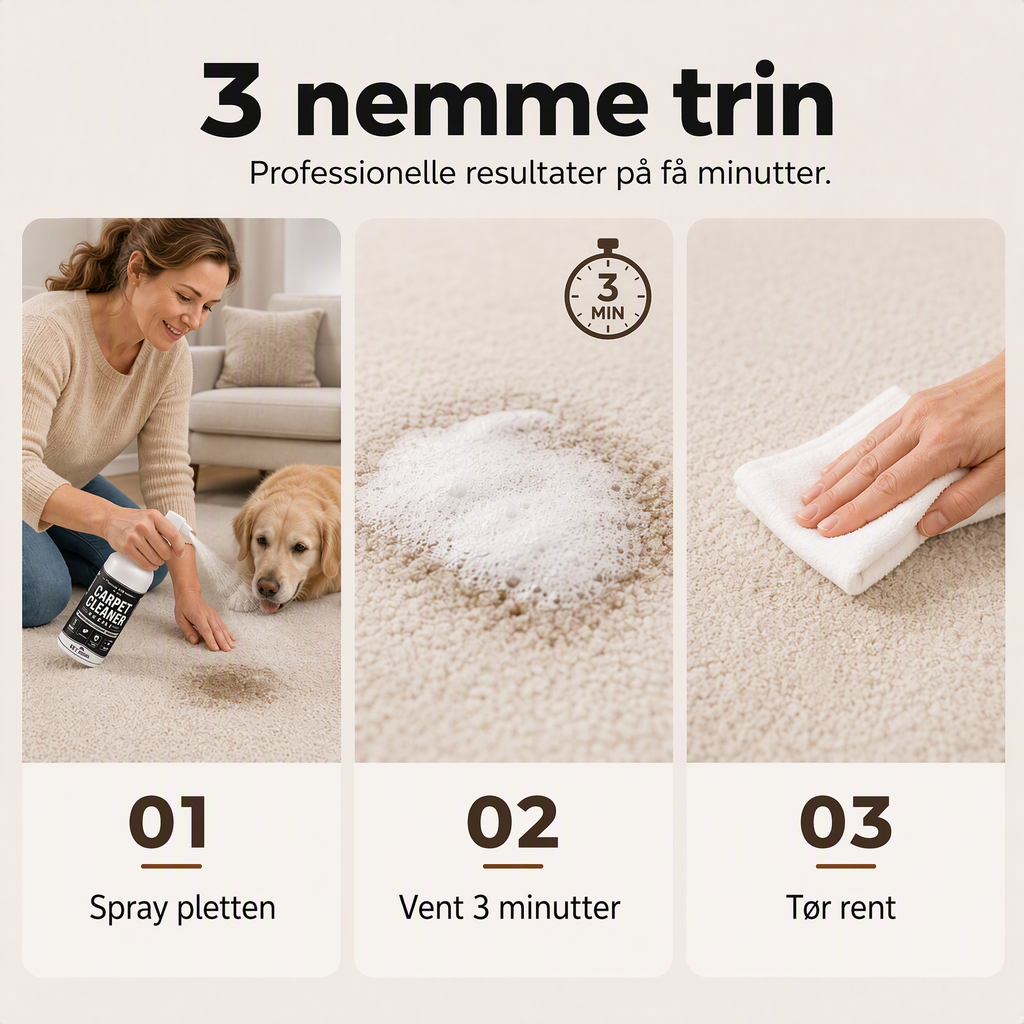 🧼✨ Tæppespray til dybderensning – fjerner genstridige pletter og neutraliserer lugte med det samme!