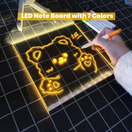 🖊️ Stimuler din kreativitet med det samme! ✨ LED-informationsskærm i akryl: udtryk dig selv uden grænser! 🎨 Inkluderer 7 farvede penne