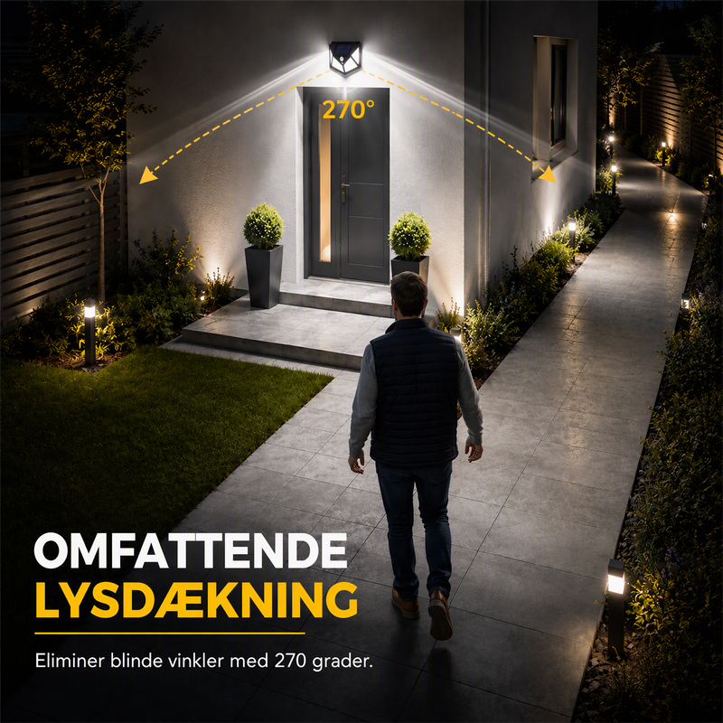 🌞50 % RABAT I BEGRÆNSET PERIODE! ⏰ Solcellelamper med bevægelsessensor – kraftig udendørsbelysning, der automatisk oplyser stier, haver og indkørsler ✨