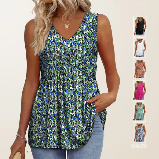 💖SIDSTE DAGS UDSALG 50 % RABAT✨Elegante, ærmeløse babydoll-tanktoppe med V-udskæring til kvinder