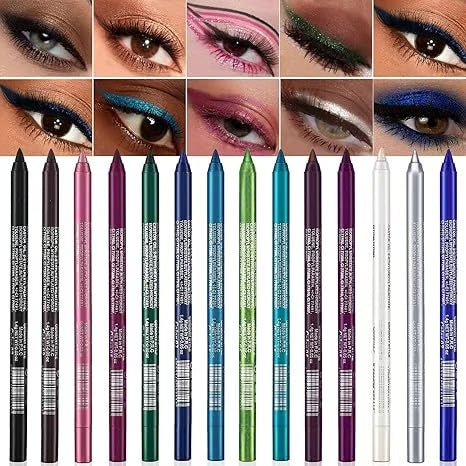 🎁Super tilbud💜 50.000 solgte enheder✨14-delt sæt med vandfast gel-eyeliner med metalliske og perlemorsagtige finish. Langtidsholdbar, smudsafvisende formel✨