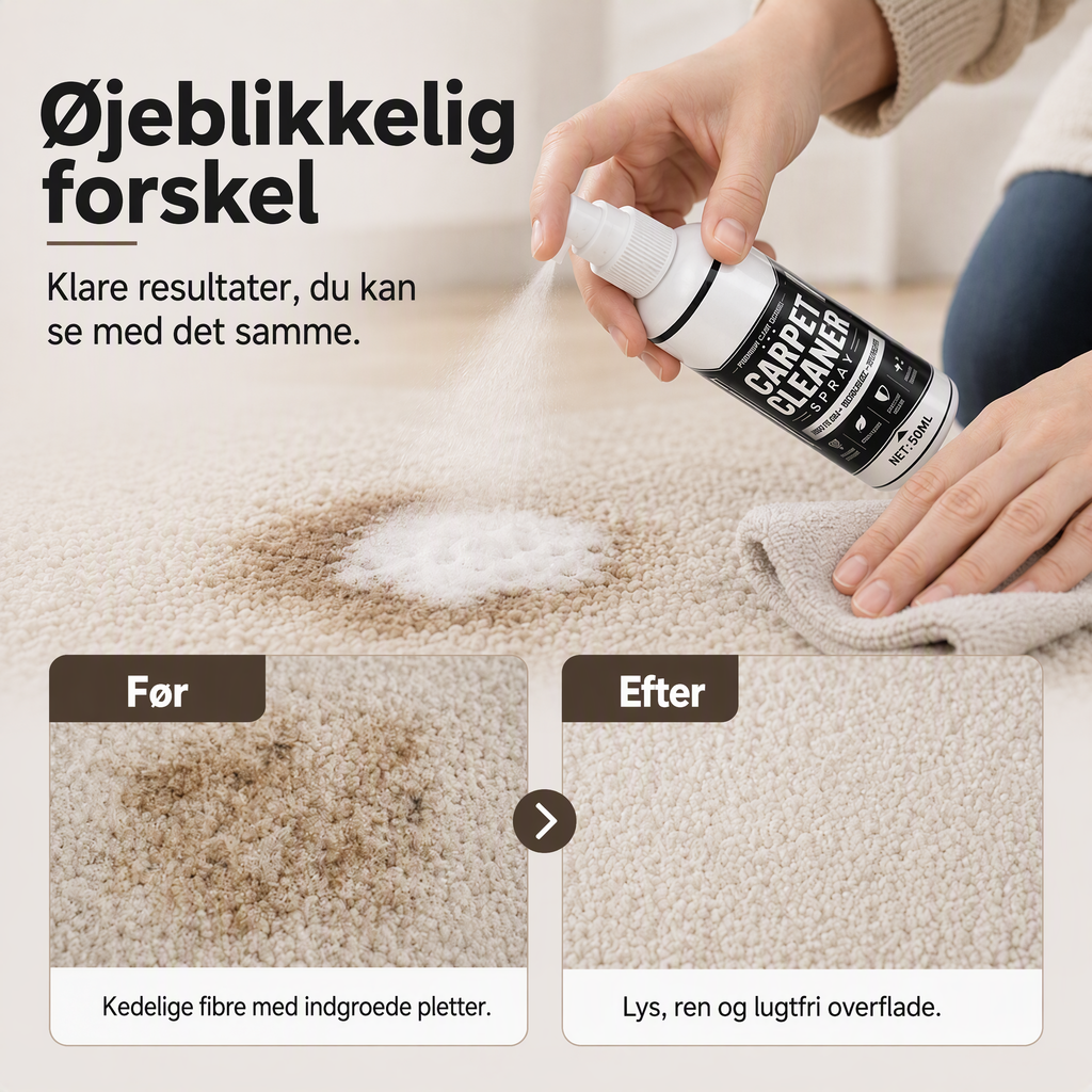 🧼✨ Tæppespray til dybderensning – fjerner genstridige pletter og neutraliserer lugte med det samme!