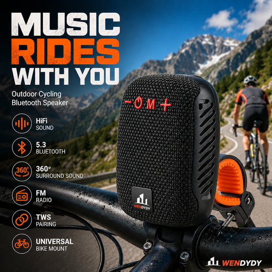 🚴‍♂️🎵 Vandtæt Bluetooth-højttaler til cyklen – IPX5, TWS-stereo, håndfri opkald. Stabil fastgørelse, rækkevidde på 70 m. Cykl med musik! 🔊✨