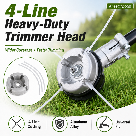 ⚙️ 50 % RABAT NU! 🌿 Trimmerhoved i aluminium – 4-tråds klipning og universalpasform – robust og nem udskiftning af tråden 🏡