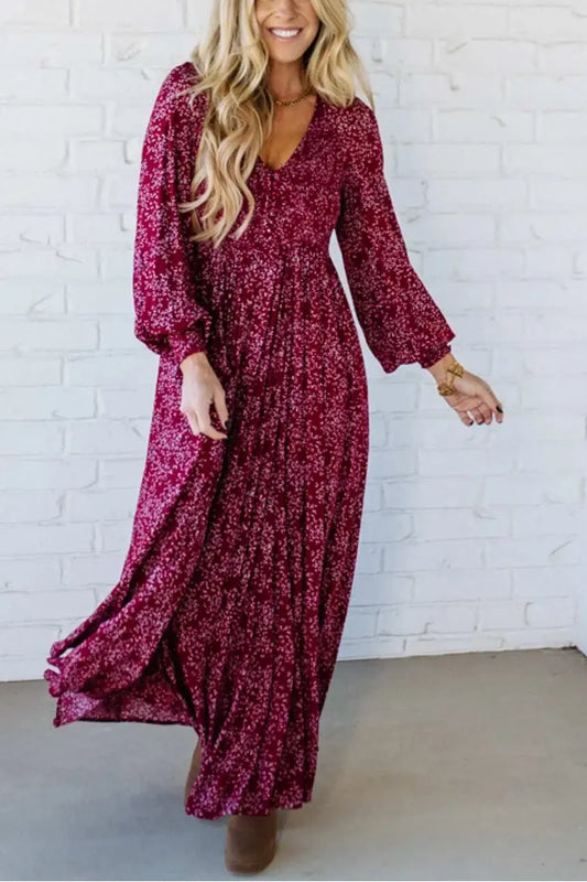 🌺 50 % RABAT NU! ✨ Blomstret maxi-kjole til kvinder i rayon med smocket talje og for – flatterende pasform, let stof og elegant boho-stil 💃