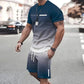 🏖️Sommertilbud: KUN 159,95 kr.!!😎T-shirt og shorts i farveovergang til mænd