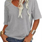 🎀Stort udsalg – 40 % rabat👚V-hals T-shirt i ensfarvet design til kvinder