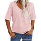 🎀Stort udsalg – 40 % rabat👚V-hals T-shirt i ensfarvet design til kvinder