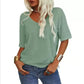 🎀Stort udsalg – 40 % rabat👚V-hals T-shirt i ensfarvet design til kvinder