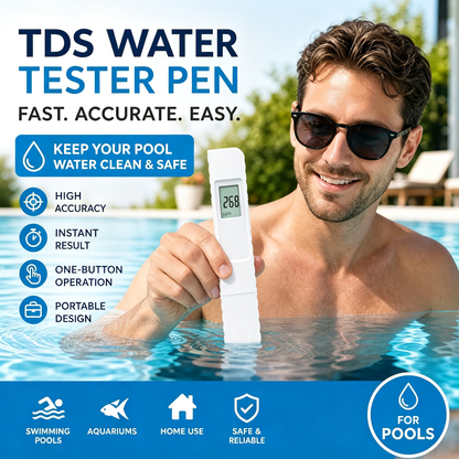 ✨ 3-i-1 TDS-vandkvalitetstester – måler pH, klor og hårdhed med LCD-display til svømmebassiner og akvarier 🌊📱