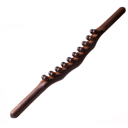 💆‍♀️✨ Køb 2, få 1 gratis! Massagerulle til kroppen med 19 perler – naturligt bøgetræ, ergonomisk greb og afslapning af hele kroppen