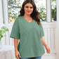 🌷Sommerudsalg 2026 – 50 % RABAT☀️Tankaneo T-shirts til kvinder i store størrelser med V-udskæring, sommer-T-shirts med halvlange ærmer, afslappet, løs pasform, bomuldstunika
