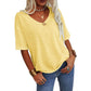 🎀Stort udsalg – 40 % rabat👚V-hals T-shirt i ensfarvet design til kvinder