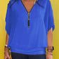 Casual top til kvinder i chiffon med lynlås ved halsen