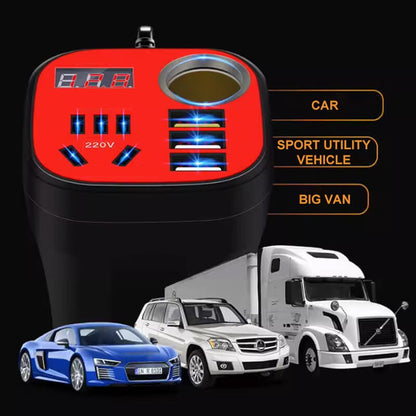 🚗Bilmonteret inverter-omformer med kopdesign og QC-oplader (50 %)🔥