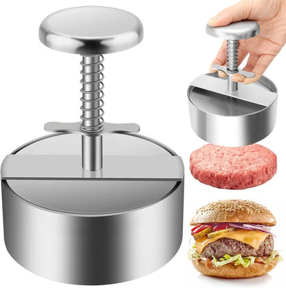 🍔 50 % RABAT – STORT UDSALG! Manuel kødpresser til burgerbøffer – rustfrit stål 304, tåler opvaskemaskine og non-stick ✨