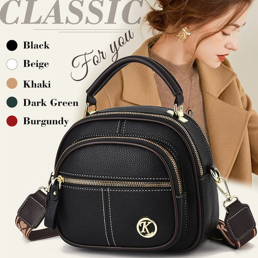 Klassisk multifunktionel taske med flere rum og justerbar, bred skulderrem – crossbody-taske i PU-læder