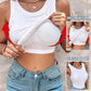 💖Sidste dags tilbud: 159,95 kr.!!💖Ribbet, elastisk tanktop med indbygget bh