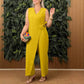 🌸Tidsbegrænset tilbud: 60 % RABAT💝Enfarvet, afslappet jumpsuit med V-udskæring og bindebånd til kvinder