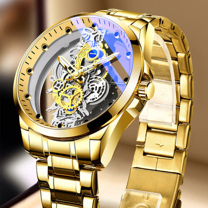 ⌚ 50 % RABAT NU! ✨ Skeleton-herreur – synligt urværk og tourbillon-effekt, selvlysende visere, vandtæt ned til 30 m – stål- eller læderrem 💎
