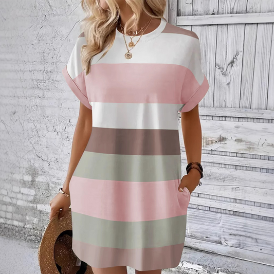 💓Sommerudsalg💓Casual kjole med rund hals til kvinder