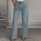 🔥Jeans med lige ben og rhinestones✨Bliv den strålende hovedperson！✨