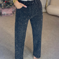 🔥Jeans med lige ben og rhinestones✨Bliv den strålende hovedperson！✨