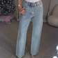 🔥Jeans med lige ben og rhinestones✨Bliv den strålende hovedperson！✨