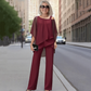 👚 50 % RABAT NU! 💃 2-delt sæt i chiffon med uregelmæssig pasform til kvinder – løstsiddende top og bukser med brede ben (M–3XL) 🌬️