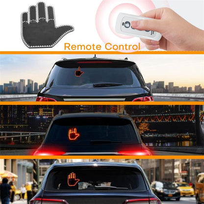 ✋50 % RABAT NU! LED-lys til håndbevægelser i bilen med fjernbetjening, sjovt fingersignallys til bagruden, sjovt dekorationslys til bagruden