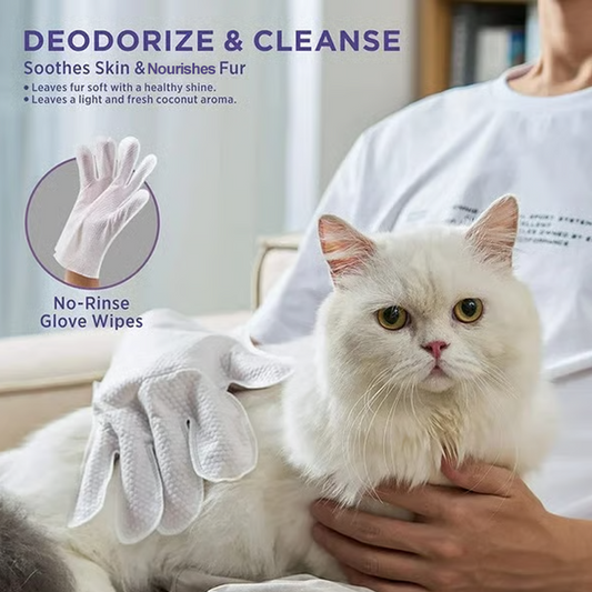 🐾 KØB 2 FÅ 3! 🧤 SKYLLEFRIE KÆLEDYRSHANDSKER - Renser dybt og deodoriserer i ét trin, bløde silikonespidser til massage, sikre til katte og hunde 🐶🐱✨