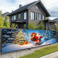 🎅 50 % RABAT! ✨ Julebanner til udendørs brug – farvefast design med julemanden, slidstærkt, vejrbestandigt polyester og færdigmonterede øjer – festlig julepynt til verandaen, hegnet og haven 🎄