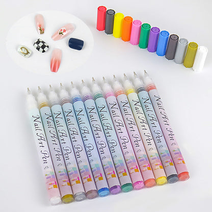 🎁Julegave🎄12-farvet professionelt neglelak-pen-sæt