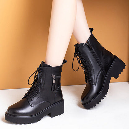 Vinterstøvler til kvinder med tyk hæl og varm pelsforing