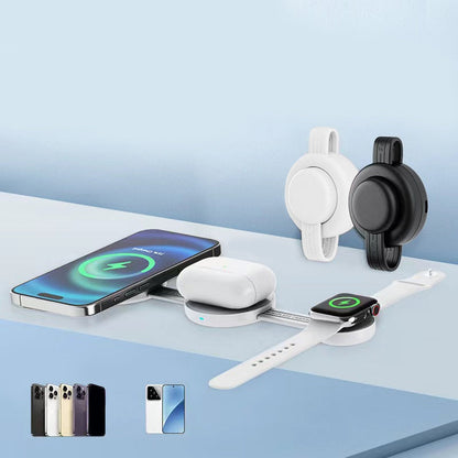 🌀 50 % RABAT NU! 🎉3-i-1 foldbar magnetisk trådløs oplader
